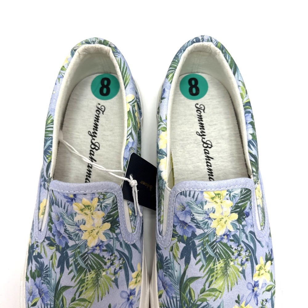 Tommy Bahama Women's 8 Slip On Sneakers Blue Yellow Green Tropical Floral - Picture 4 of 6
